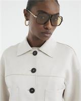 River Island Womens Overshirt Beige Faux Suede Collared Pockets Outerwear Top - 16 Regular