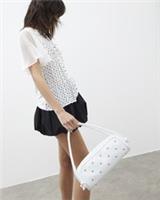 River Island Womens Shoulder Bag White Studded Knotted Grab Handle Studded
