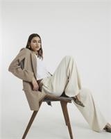 River Island Womens Wide Leg Trousers Cream Soft Elasticated Waist Pants Bottoms - 14 Regular Regular