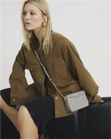 River Island Womens Crossbody Bag Grey Faux Leather Quilted Adjustable Strap