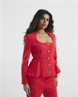 River Island Womens Blazer Petite Red Peplum Button Front Outerwear Top - 6 Petites