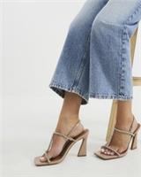 River Island Womens Sandals Pink Diamante T Bar Heeled Open Toe Summer Shoes