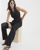 River Island Womens Wide Leg Cargo Trousers Black Linen Blend Pants Bottoms - 8 Regular