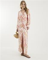 River Island Womens Maxi Dress Pink Floral Long Sleeve Twist Detail V-Neck - 12 Regular