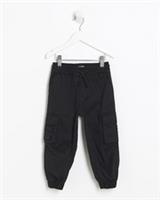 River Island Mini Boys Cargo Trousers Black Drawstring Cuffed Hem Pants Bottoms - 4-5 Years Regular