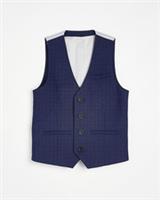 River Island Boys Suit Waistcoat Blue Buttons Sleeveless Outerwear Top - 8 Years Regular