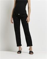 River Island Womens Mom Jeans Black Mid Rise Maternity Trousers Pants Bottoms - 8 Regular Maternity