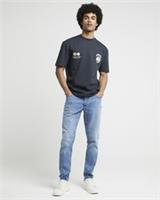 River Island Mens Slim Fit Jeans Blue Denim Zip Button Trousers Pants Bottoms - 32 Regular Regular