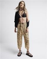 River Island Womens Crop Wide Leg Trousers Brown Leopard Print Pants Bottoms - 6 Regular