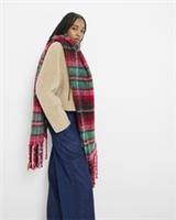 River Island Womens Scarf Red Check Fringed Detail Knitted Warm Winter Accessory