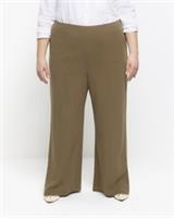 River Island Womens Wide Leg Trousers Plus Khaki Stitched Pants Bottoms - 20 Plus