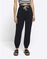 River Island Womens Joggers Black Lyocell Cuffed Drawstring Waist Bottoms - 8 Regular Regular