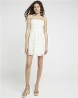 River Island Womens Mini Skater Dress Cream Lace Bandeau neck Sleeveless - 16 Regular