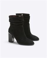 River Island Womens Ankle Boots Black Slouch Design Heeled Pointed Toe Shoes