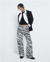 River Island Womens Straight Jeans Petite Black Zebra Relaxed Trousers Bottoms - 6 Extra Short Petites