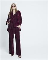 River Island Womens Wide Leg Trousers Red Velvet Elasticated Waist Pants Bottoms - 12 Regular