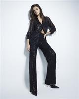 River Island Womens Trousers Black Sequin Tailored Fringe Pants Bottoms - 6 Regular