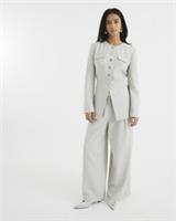 River Island Womens Wide Leg Trousers Petite Beige High Waisted Pants Bottoms - 14 Petites