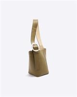 River Island Womens Bucket Bag Green Premium Small Leather Popper Fastening