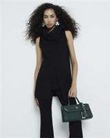 River Island Womens Top Black Sleeveless Jumbo Roll Neck Sleeveless Loose Blouse - S Regular