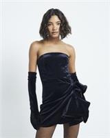 River Island Womens Mini Dress Black 3D Velvet fabric Sleeveless Bardot Neck - 14 Regular