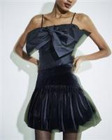 River Island Womens Mini Skirt Black Velvet Bubble Hem Elasticated waist Bottom - 8 Regular