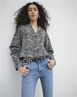 River Island Womens Trophy Jacket Black Collarless V-Neck Button Outerwear Top - 6 Regular