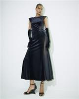 River Island Womens Midi Dress Black Sleeveless Velvet Round Neck Sleeveless - 8 Regular