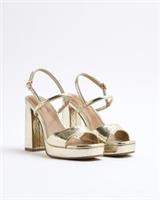 River Island Womens Slingback Sandals Gold Wide Fit Platform Summer Shoes
