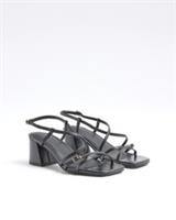 River Island Womens Strappy Sandals Black Wide Fit Block Heel Summer Shoes