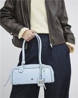 River Island Womens Shoulder Bag Blue Faux Leather Zip Ri Branding Strap