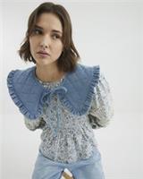 River Island Womens Collar Blue Denim Fabric Quilted Tied Fastening Accessory