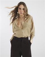 River Island Womens Shirt Khaki Long Sleeve Utility Collared Buttons Top - 16 Regular