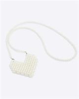 River Island Womens Crossbody Bag Cream Pearl Beading Heart Shaped Mini