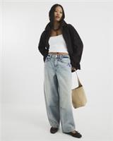 River Island Womens Balloon Jeans Petite Blue Denim Trousers Pants Bottoms - 12 Extra Short Petites