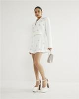 River Island Womens Shorts Petite White Embellished Structured Zip Hook Bottoms - 4 Petites