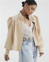 River Island Womens Cape Jacket Petite Beige High Neck Buttons Outerwear Top - 8 Petites