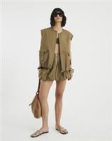 River Island Womens Mini Skirt Beige Bubble Hem Front Zip Casual Bottom - 8 Regular
