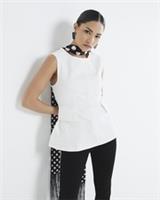 River Island Womens Top Petite White Peplum Crew Neck Sleeveless Zip Blouse - 6 Petites
