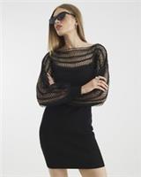 River Island Womens Mini Jumper Dress Black Lace Detail Knit Long Sleeve - S Regular
