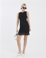 River Island Womens Mini Dress Black Sleeveless Knit Lace Hem Round Neck - S Regular