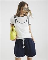 River Island Womens T-Shirt White Short Sleeve Double Layered Round Neck Tee Top - XS Regular