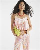 River Island Womens Jumpsuit Pink Paisley Wide Leg V-Neck Sleeveless Outfit - 12 Regular