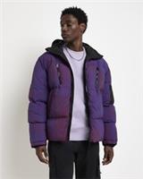 River Island Mens Puffer Jacket Purple Oversized Fit Tie Dye Outerwear Top - M Regular