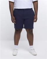 River Island Mens Shorts Big & Tall Navy Slim Twill Elasticated Waist Bottoms - 42 Big & Tall