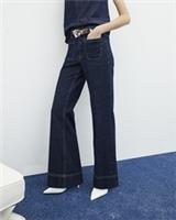 River Island Womens Wide Leg Jeans Indigo High Waisted Pocket Trousers Bottoms - 6 Long Regular