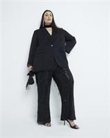 River Island Womens Trousers Plus Black Sequin Tailored Fringe Pants Bottoms - 24 Plus