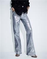 River Island Womens Straight Jeans Silver Denim High Waisted Trousers Bottoms - 14 Short Regular