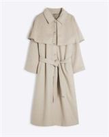 River Island Womens Cape Coat Plus Beige Wool Blend Button Collar Outerwear Top - 26 Plus