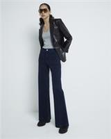 River Island Womens Wide Leg Jeans Indigo Pocket Front Trousers Pants Bottoms - 6 Long Regular